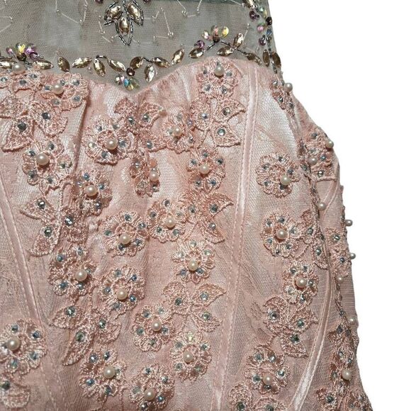 Girls Beaded Long Halter Tulle Dress by Cinderella Couture 5060 size 14 - Picture 6 of 13